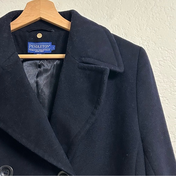 Pendleton Double-Breasted Wool-Blend Navy Blue Peacoat, Size L - Picture 2 of 5